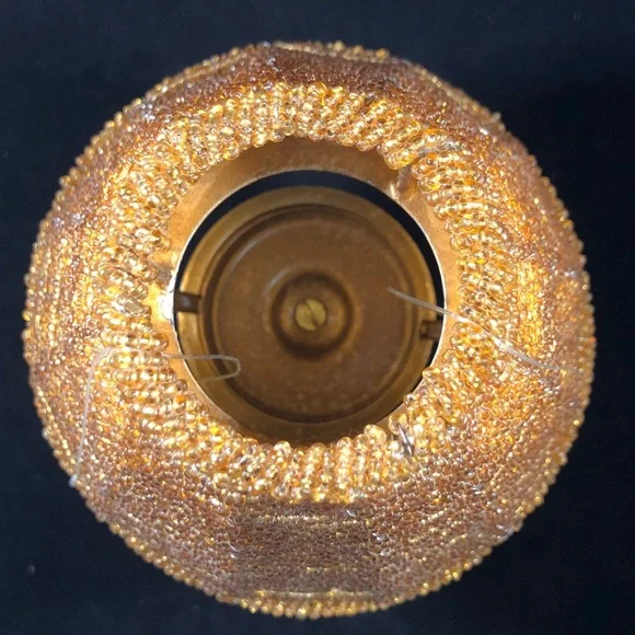 Set of 2 GOLD-TONED TEA-LIGHT CANDLE LAMPS with GOLD COLORED BEADED LAMPSHADES - Picture 8 of 16